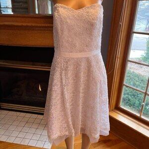Alfred Angelo Strapless Knee Length White Lace Wedding Dress Bridal Gown Size 12